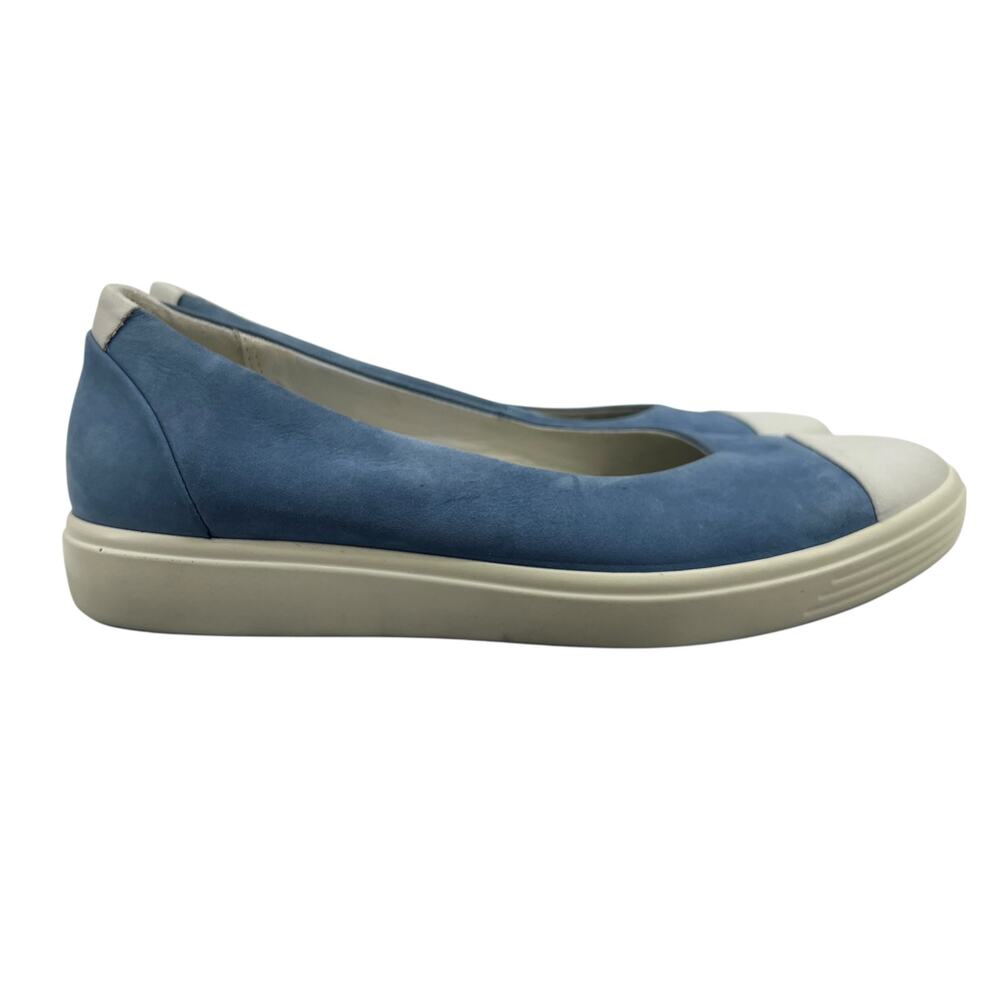 Ecco Womens Loafer 7 Light Blue Soft 7 Ballerina Slip On Flats Comfort Shoes